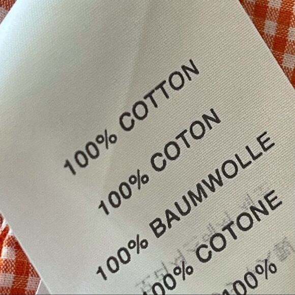 {J. Crew} Perfect Shirt in Microgingham Orange & White Plaid Button Down Top 2 - Picture 3 of 3